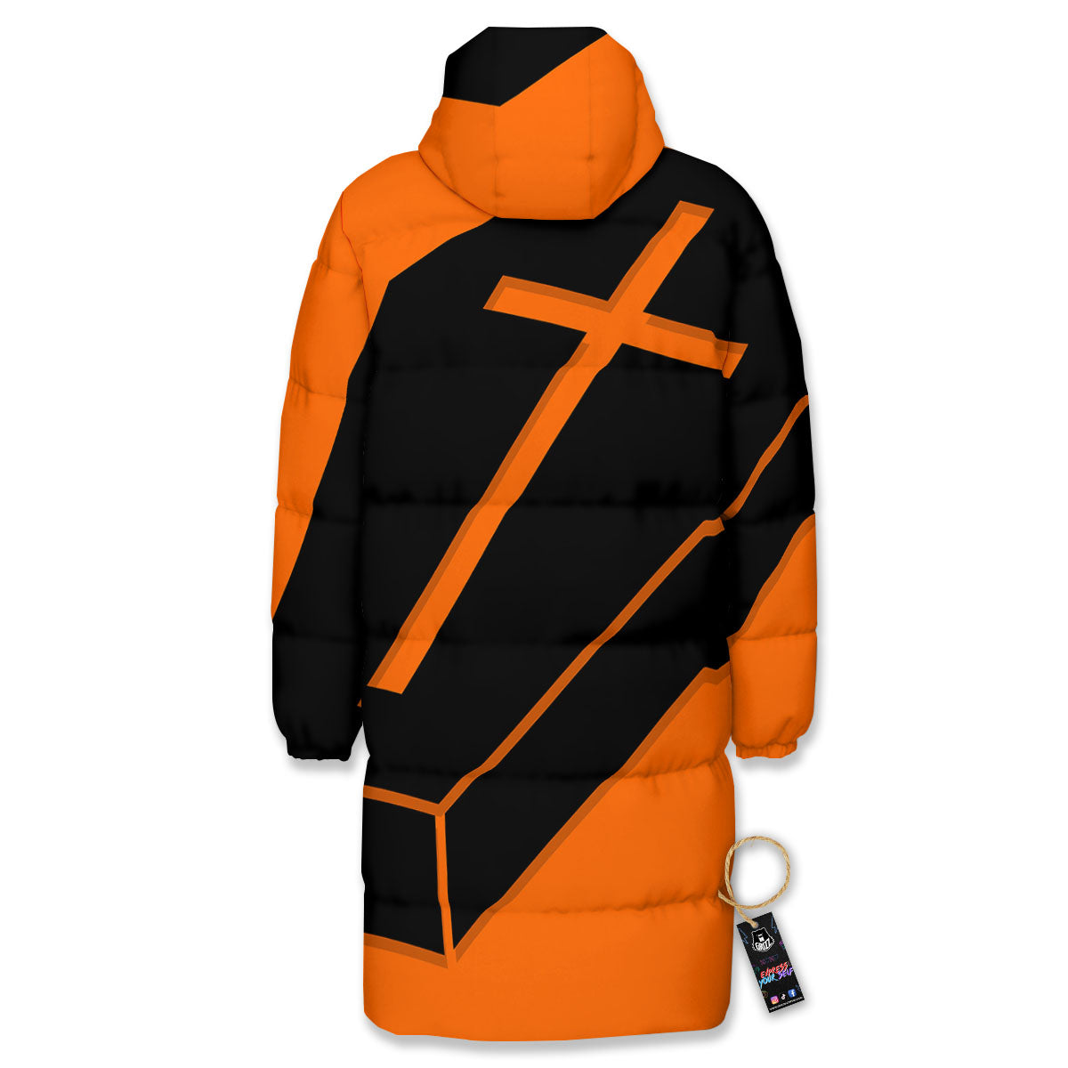 Coffin Halloween Vampire Print Long Down Jacket-grizzshop
