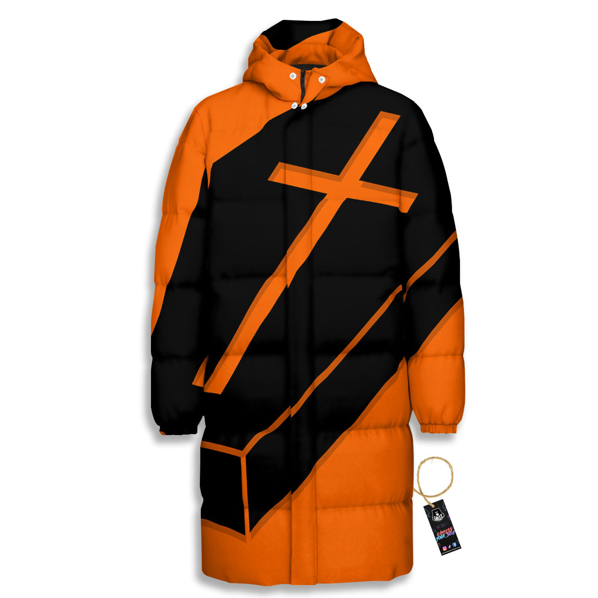 Coffin Halloween Vampire Print Long Down Jacket-grizzshop