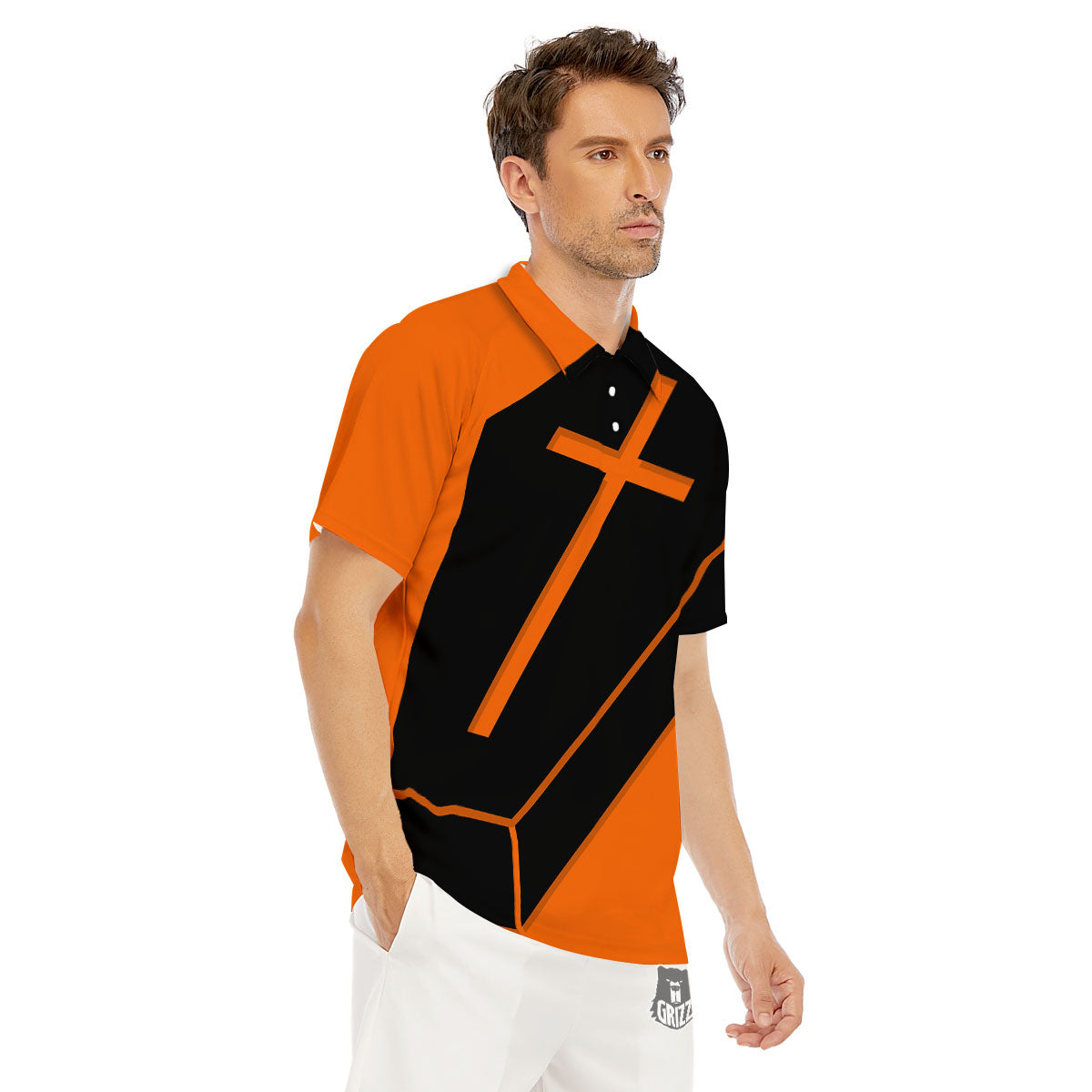 Coffin Halloween Vampire Print Men's Golf Shirts-grizzshop