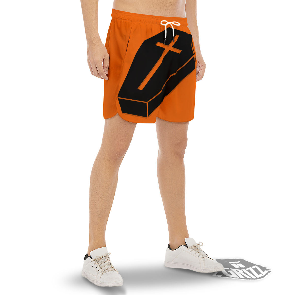 Coffin Halloween Vampire Print Men's Gym Shorts-grizzshop