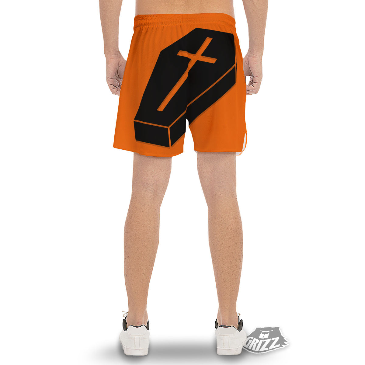 Coffin Halloween Vampire Print Men's Gym Shorts-grizzshop