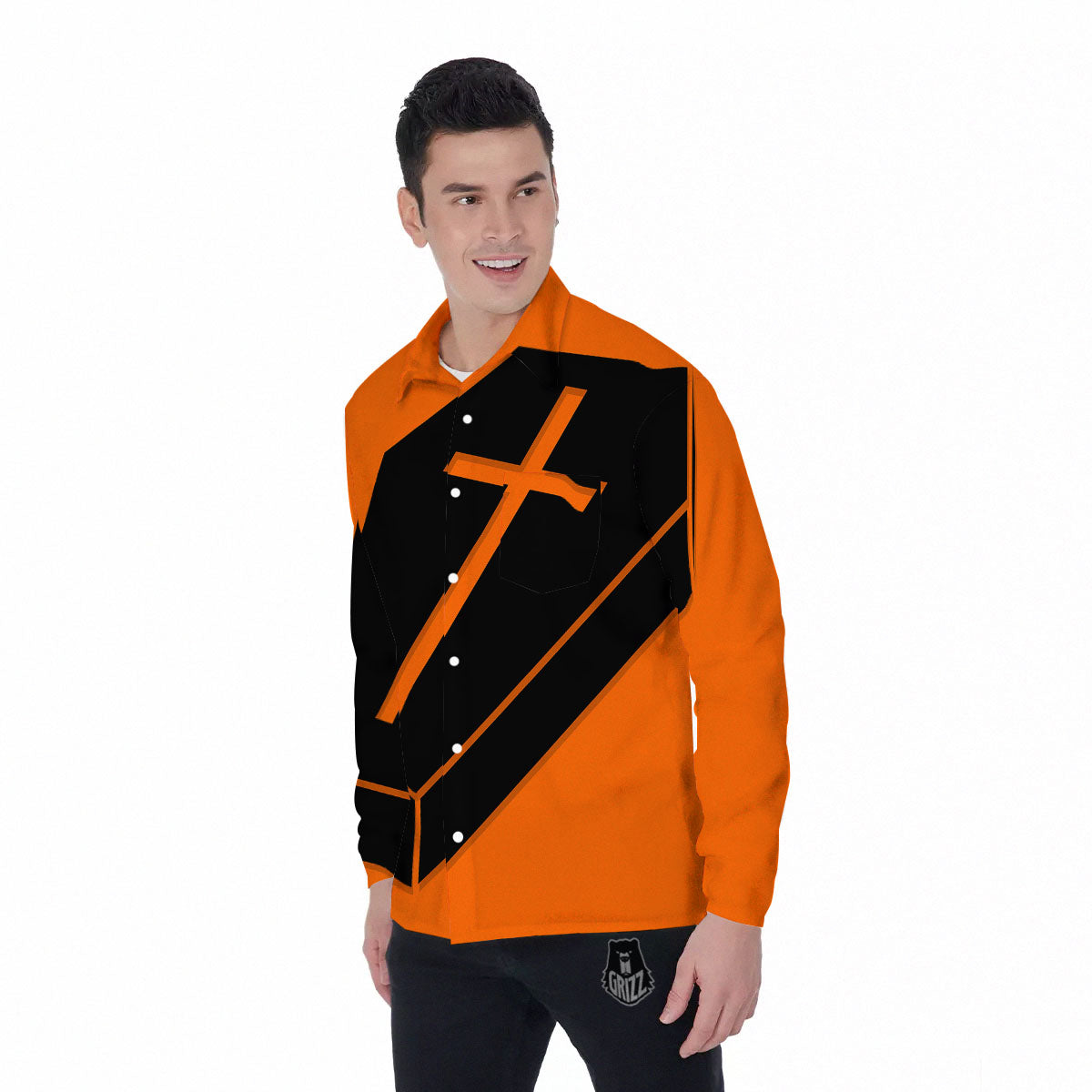 Coffin Halloween Vampire Print Men's Long Sleeve Shirts-grizzshop