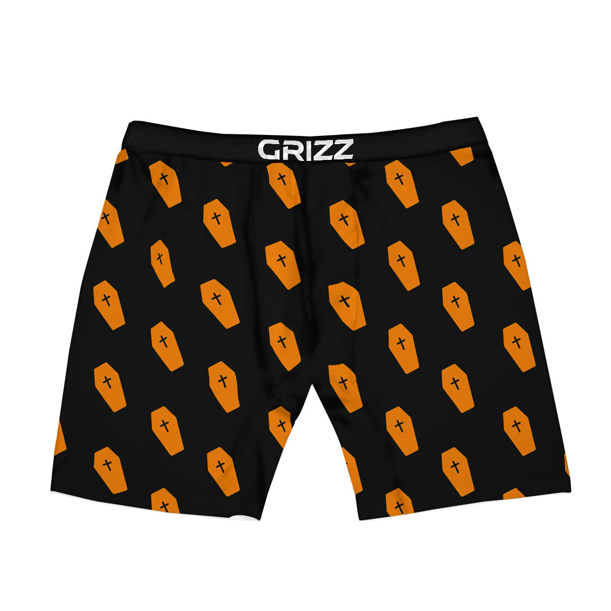 Coffin Orange Halloween Print Pattern Boxer Briefs-grizzshop