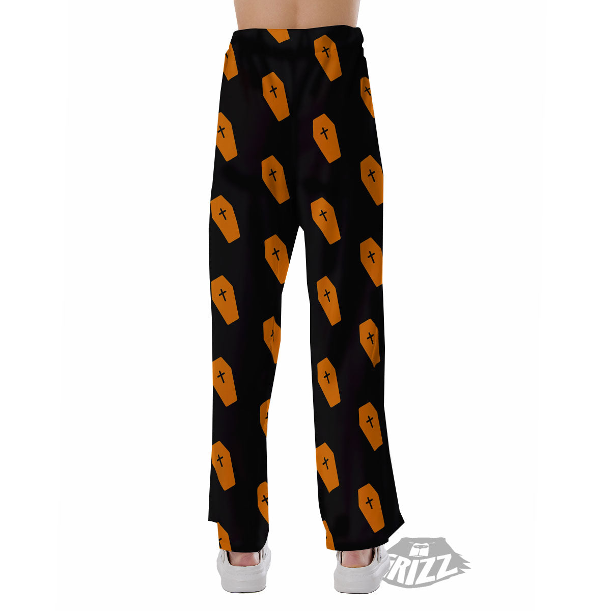 Coffin Orange Halloween Print Pattern Pajama Pants-grizzshop
