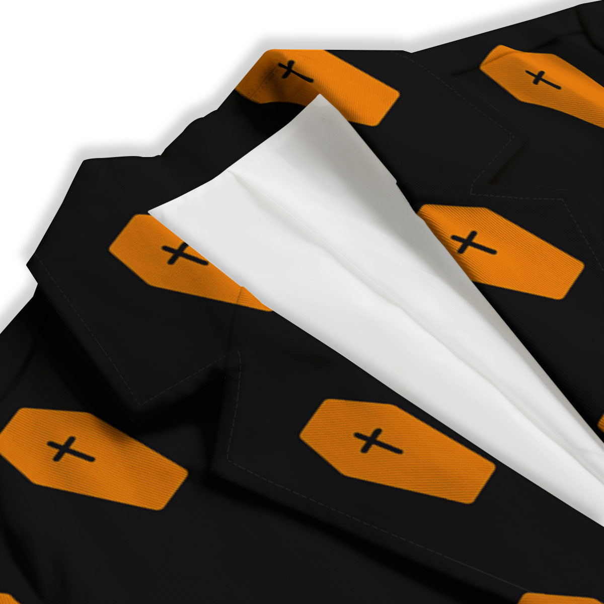 Coffin Orange Halloween Print Pattern Women's Blazer-grizzshop