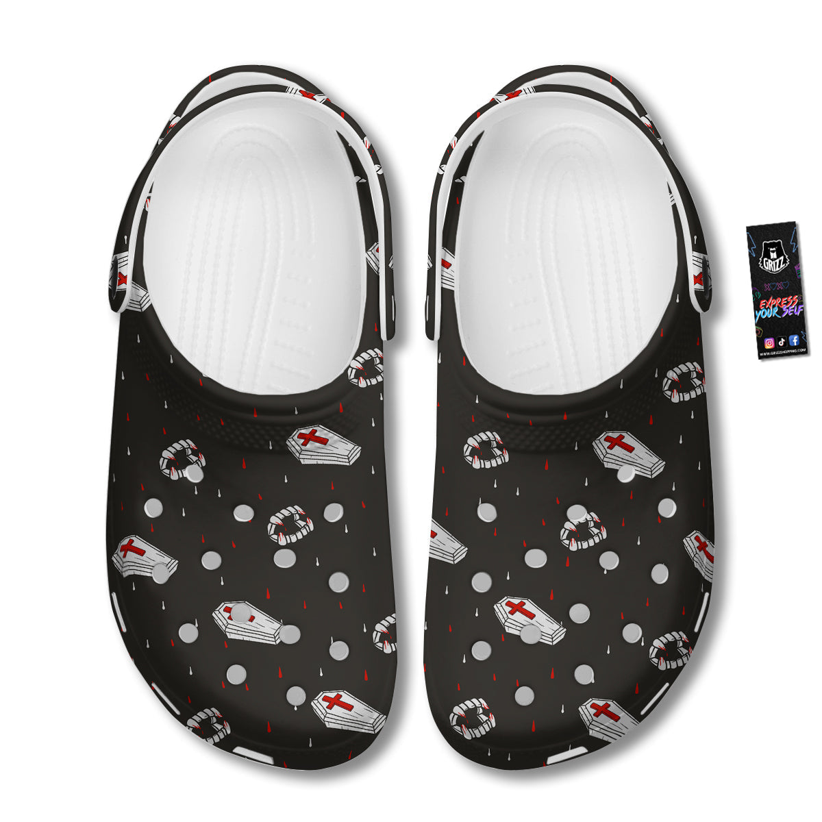 Coffin Vampire Print Pattern Clog-grizzshop