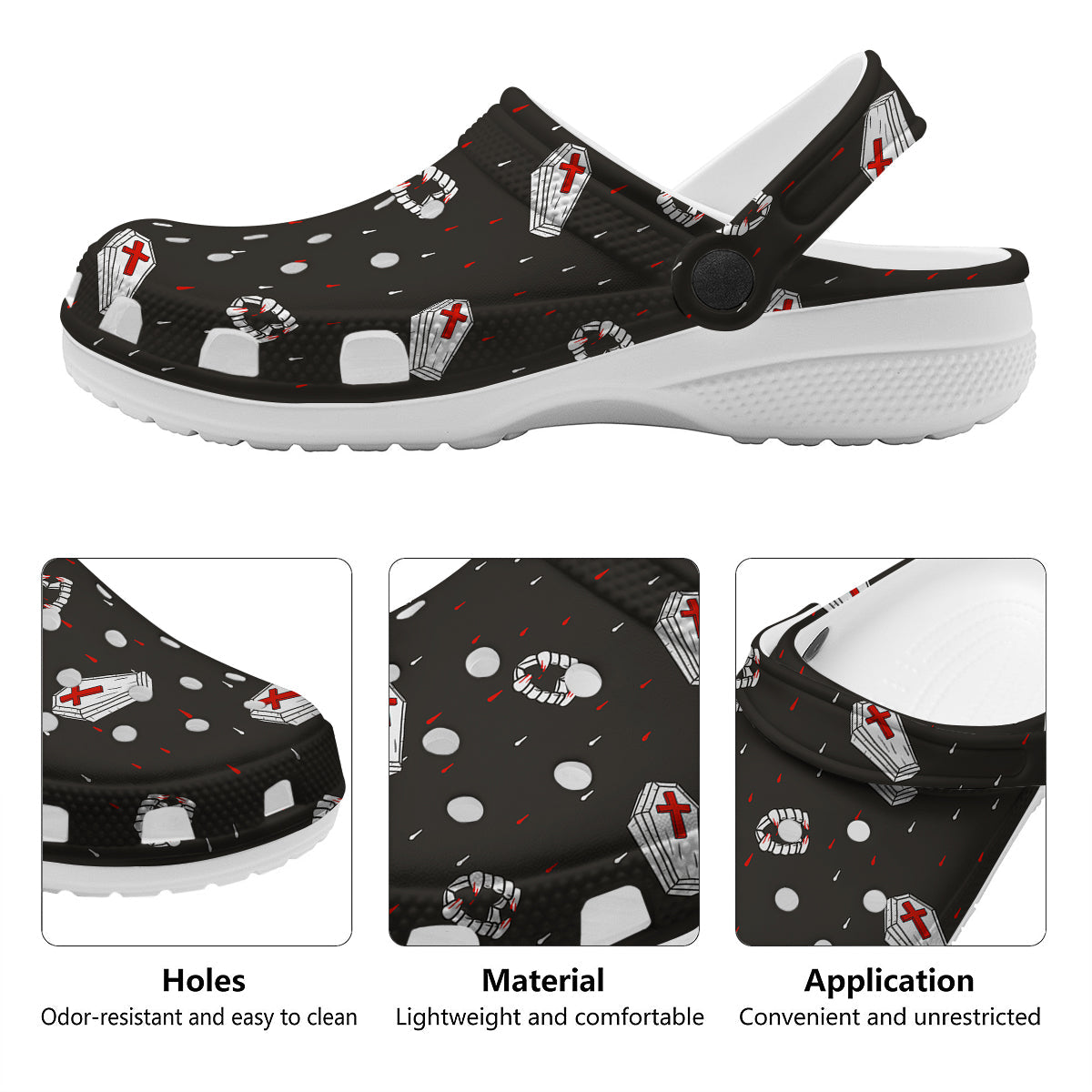 Coffin Vampire Print Pattern Clog-grizzshop