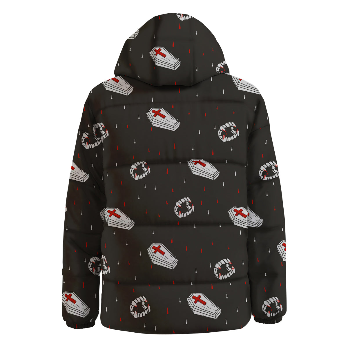 Coffin Vampire Print Pattern Down Jacket-grizzshop