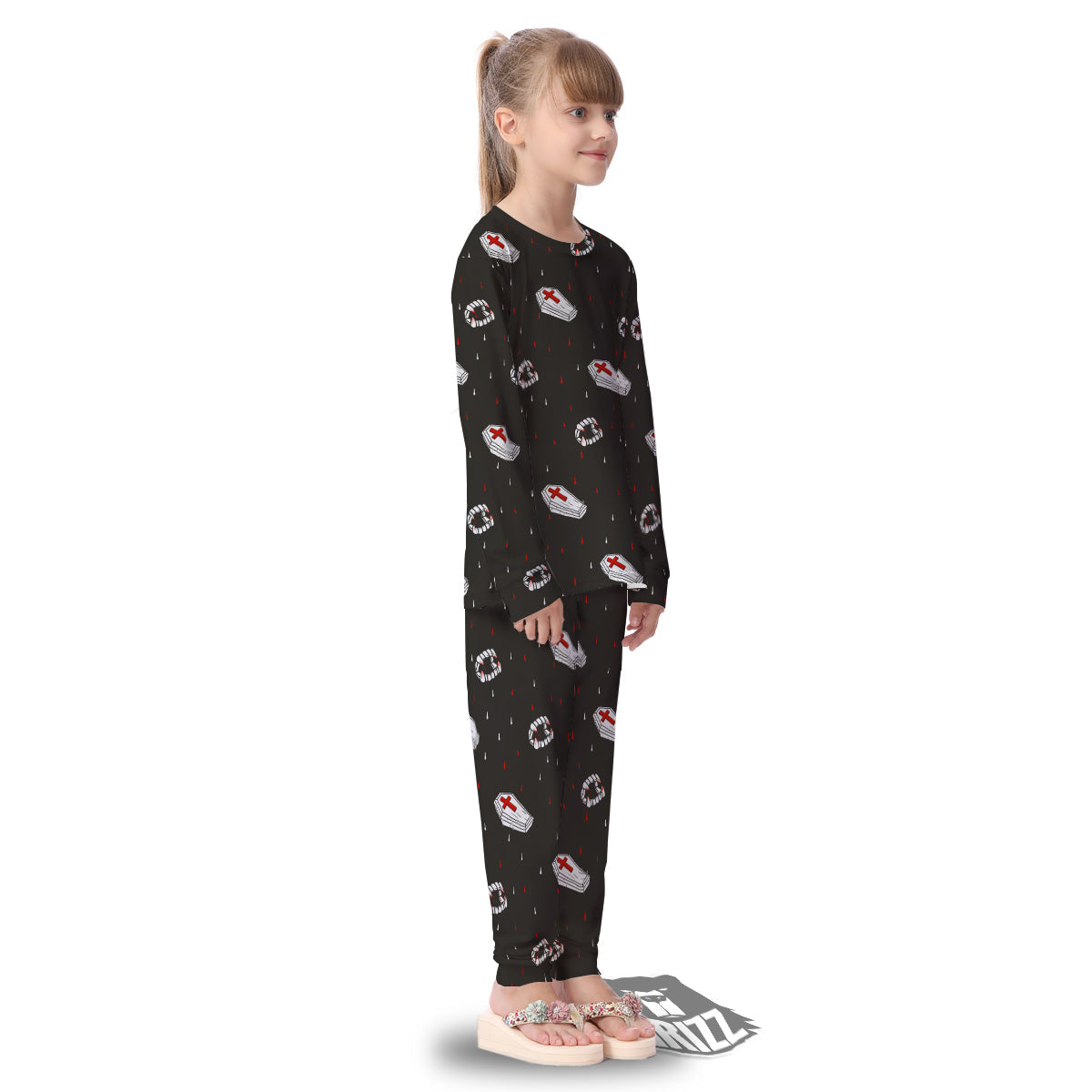 Coffin Vampire Print Pattern Kid's Pajamas-grizzshop