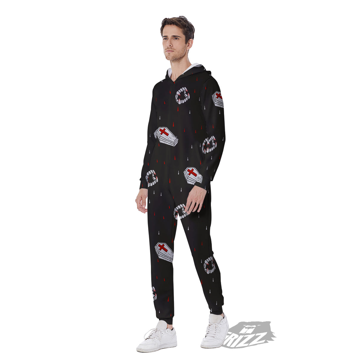 Coffin Vampire Print Pattern Men's Jumpsuit-grizzshop