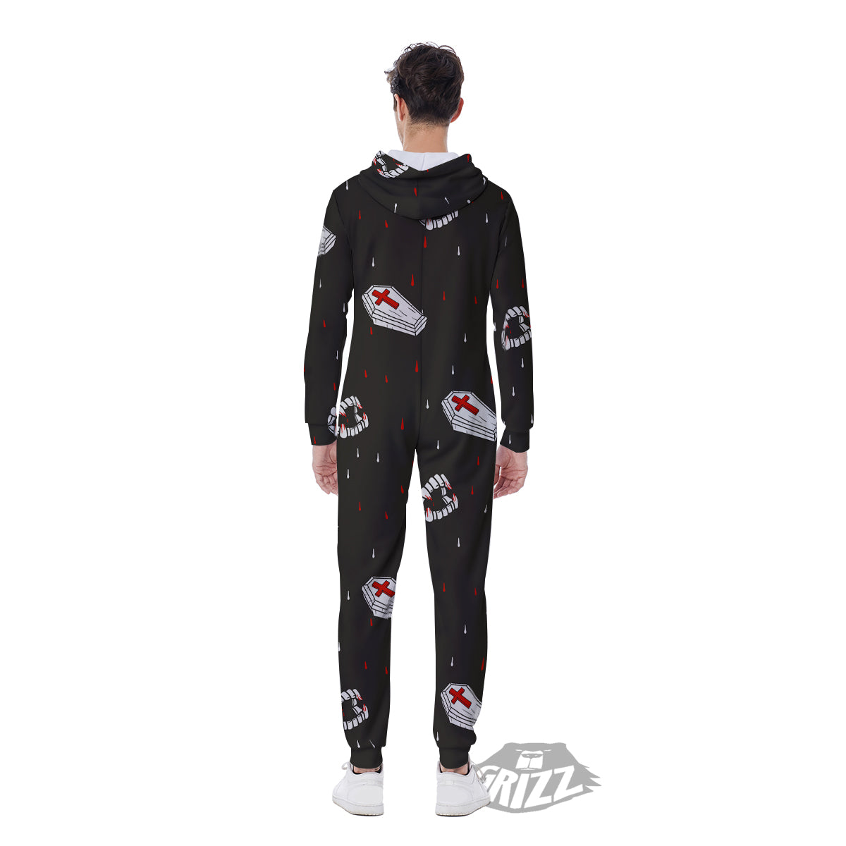 Coffin Vampire Print Pattern Men's Jumpsuit-grizzshop