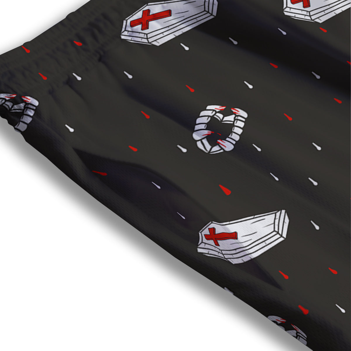 Coffin Vampire Print Pattern Mesh Shorts