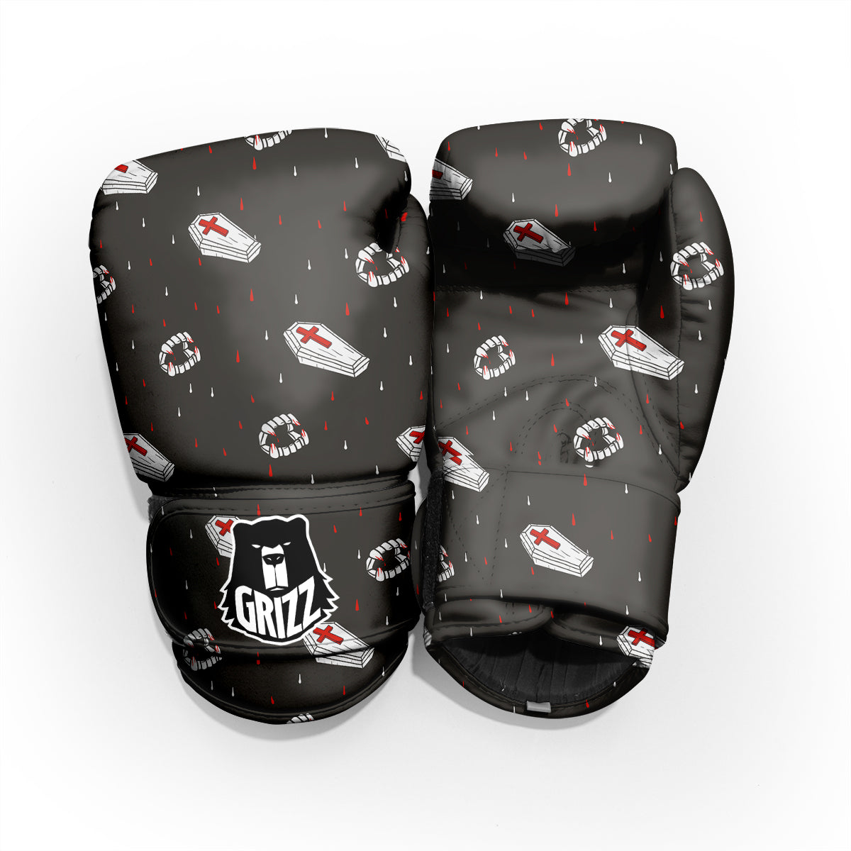 Coffin Vampire Print Pattern Sparring Gloves-grizzshop