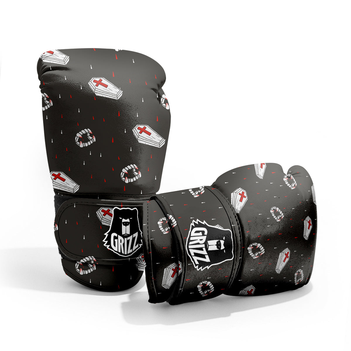Coffin Vampire Print Pattern Sparring Gloves-grizzshop