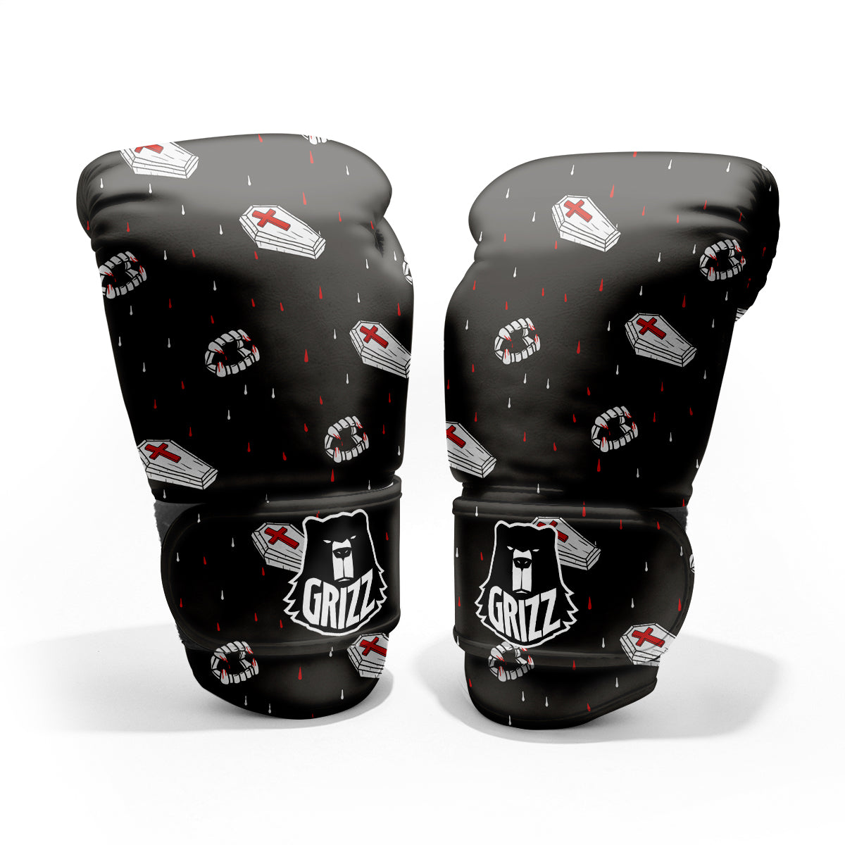 Coffin Vampire Print Pattern Sparring Gloves-grizzshop