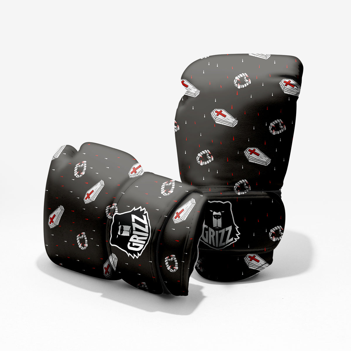 Coffin Vampire Print Pattern Sparring Gloves-grizzshop