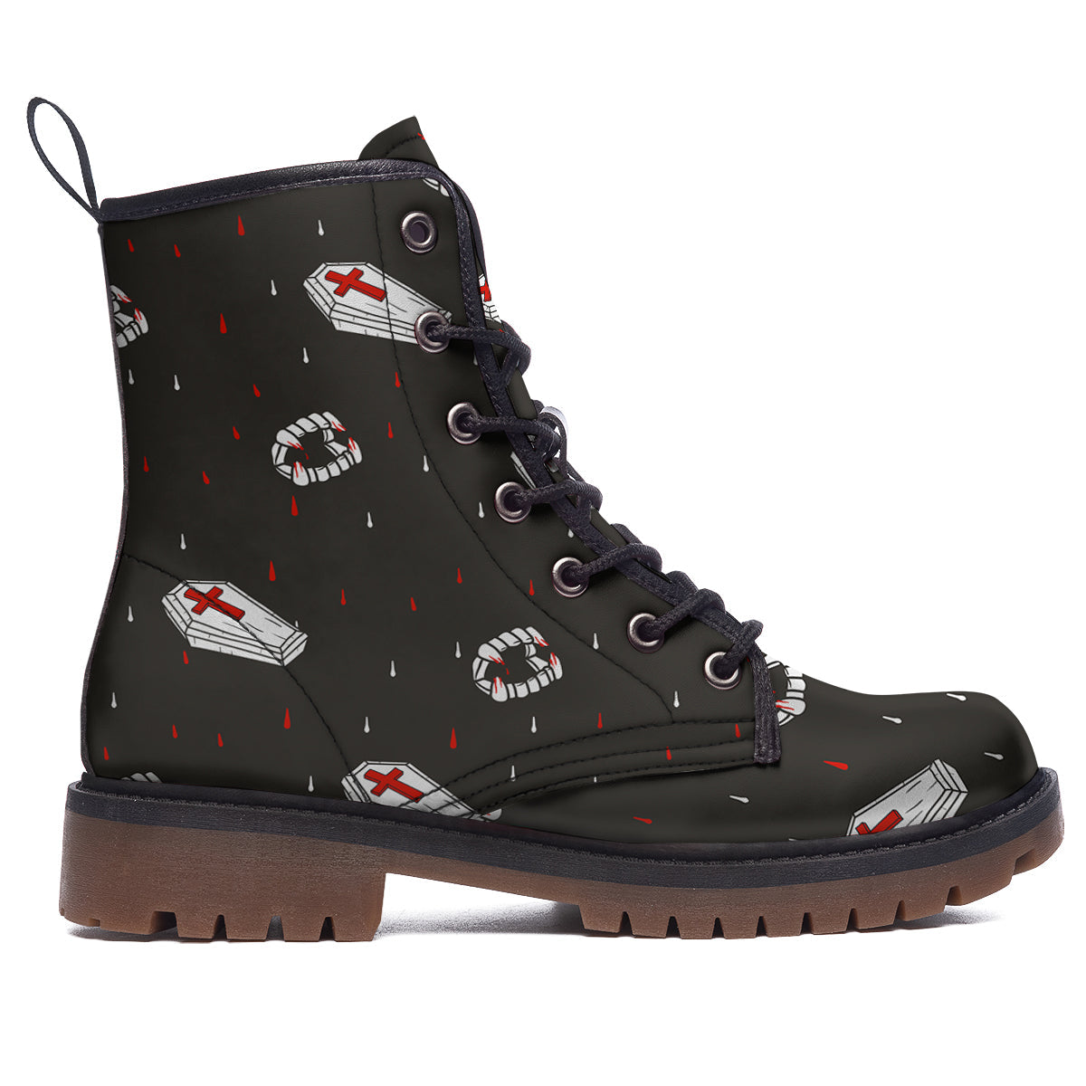 Coffin Vampire Print Pattern Work Boots-grizzshop