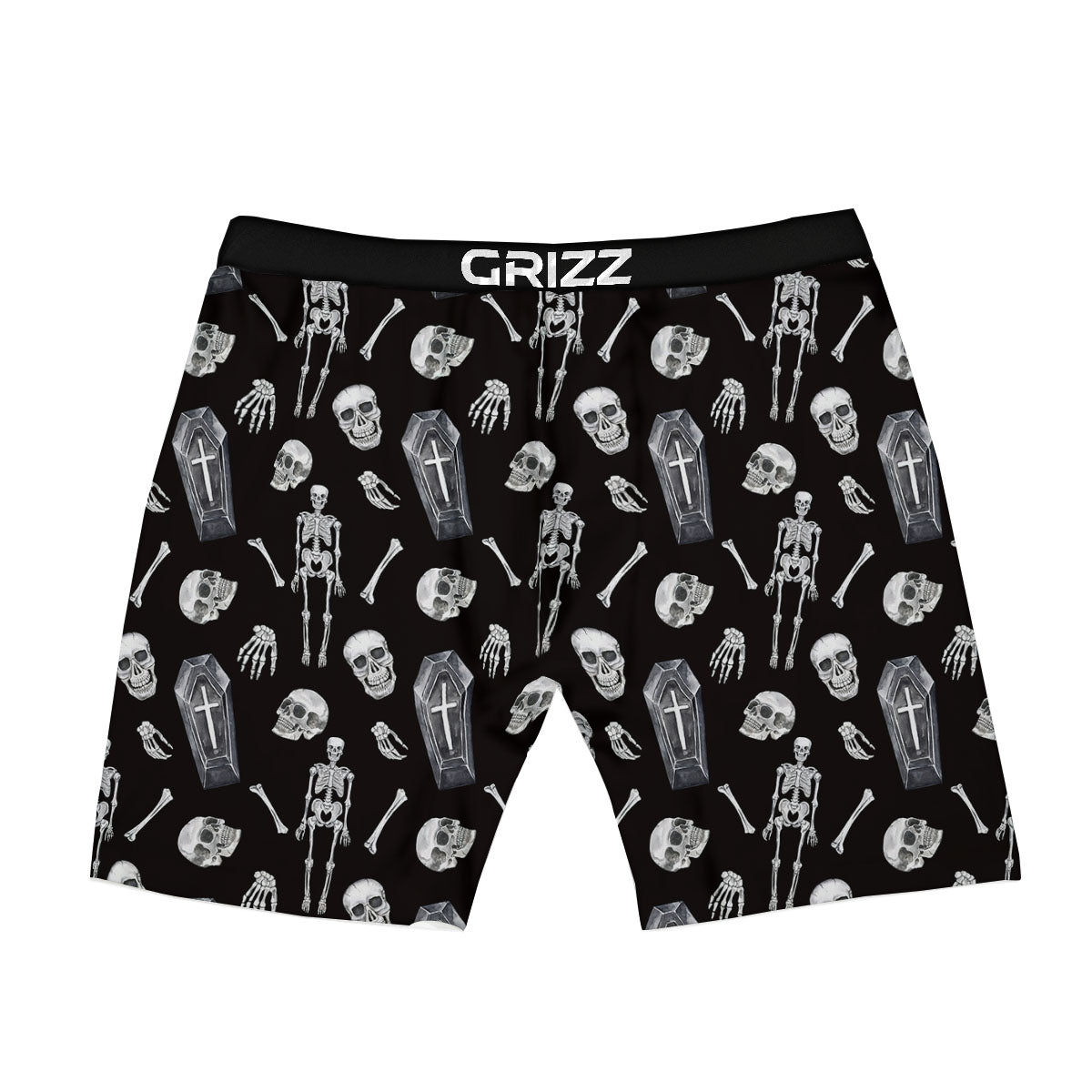 Coffin White And Black Print Pattern Boxer Briefs-grizzshop