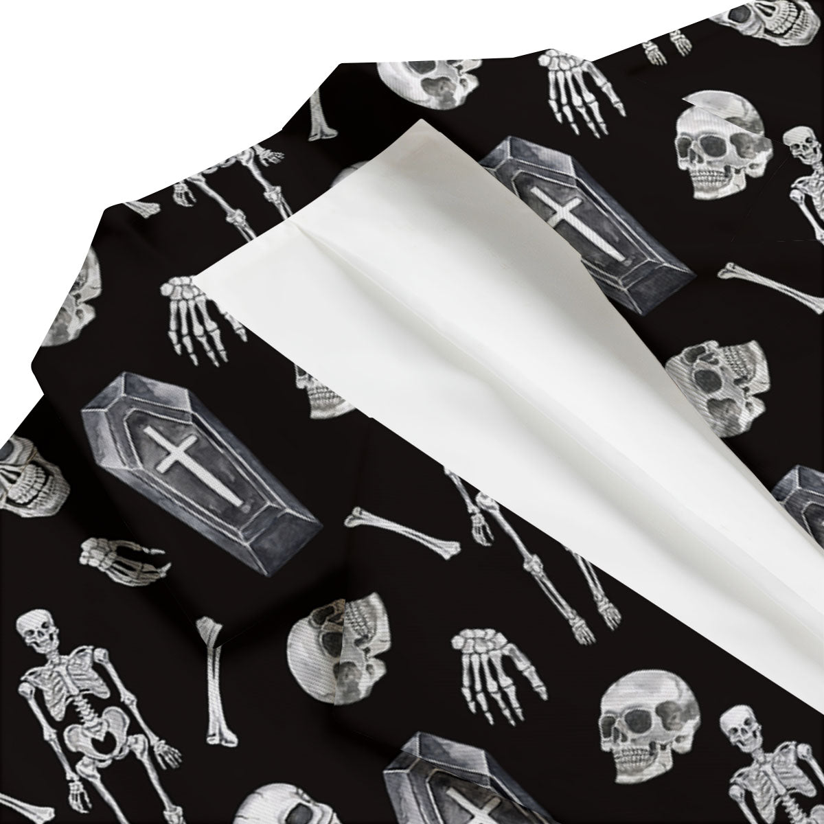 Coffin White And Black Print Pattern Men's Blazer-grizzshop