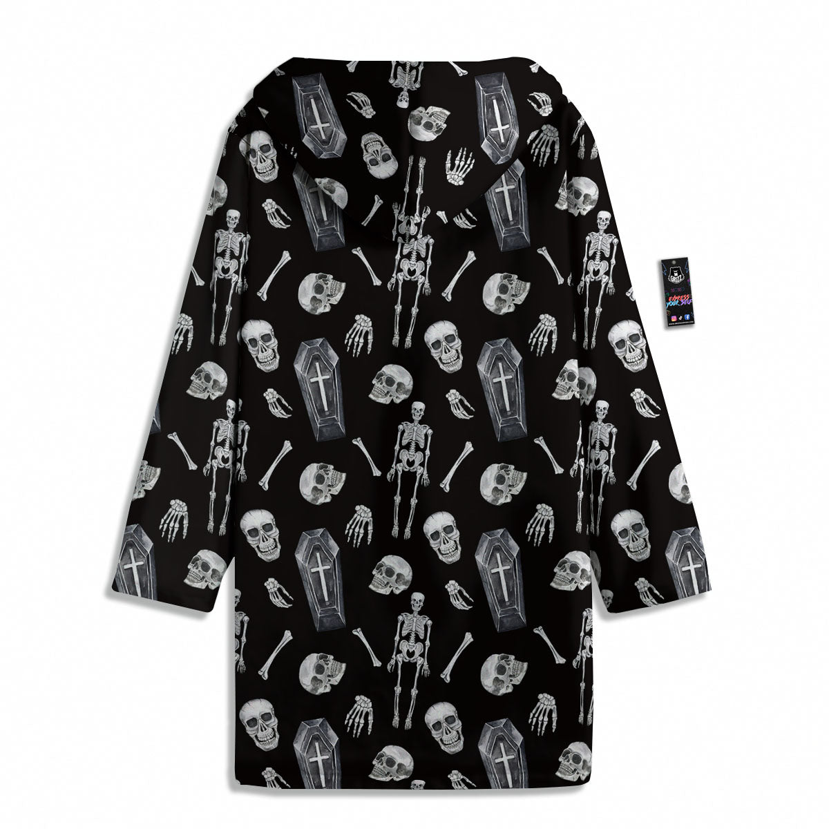 Coffin White And Black Print Pattern Men's Windbreaker Jacket-grizzshop