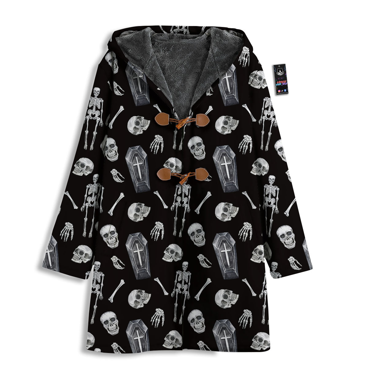 Coffin White And Black Print Pattern Men's Windbreaker Jacket-grizzshop