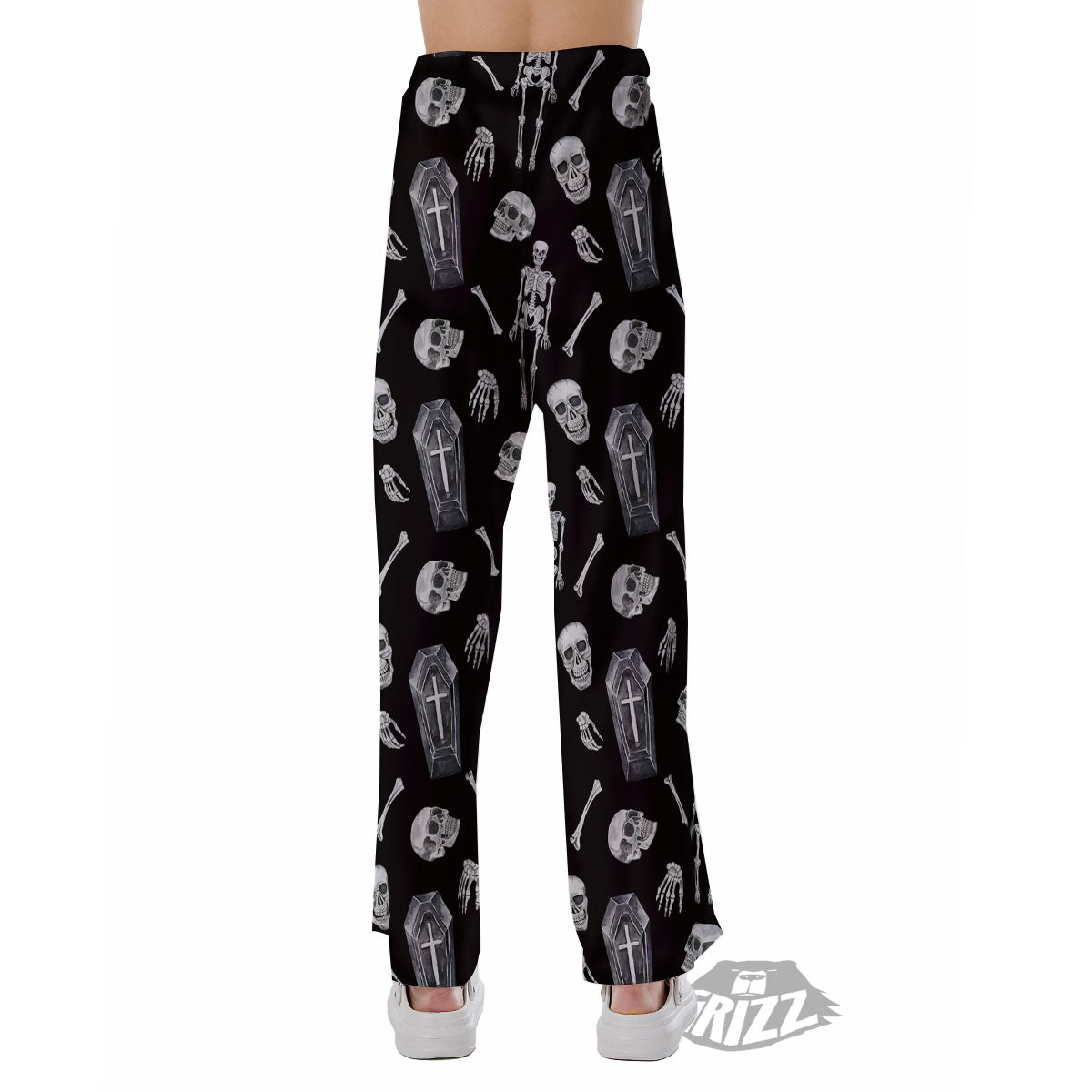 Coffin White And Black Print Pattern Pajama Pants-grizzshop