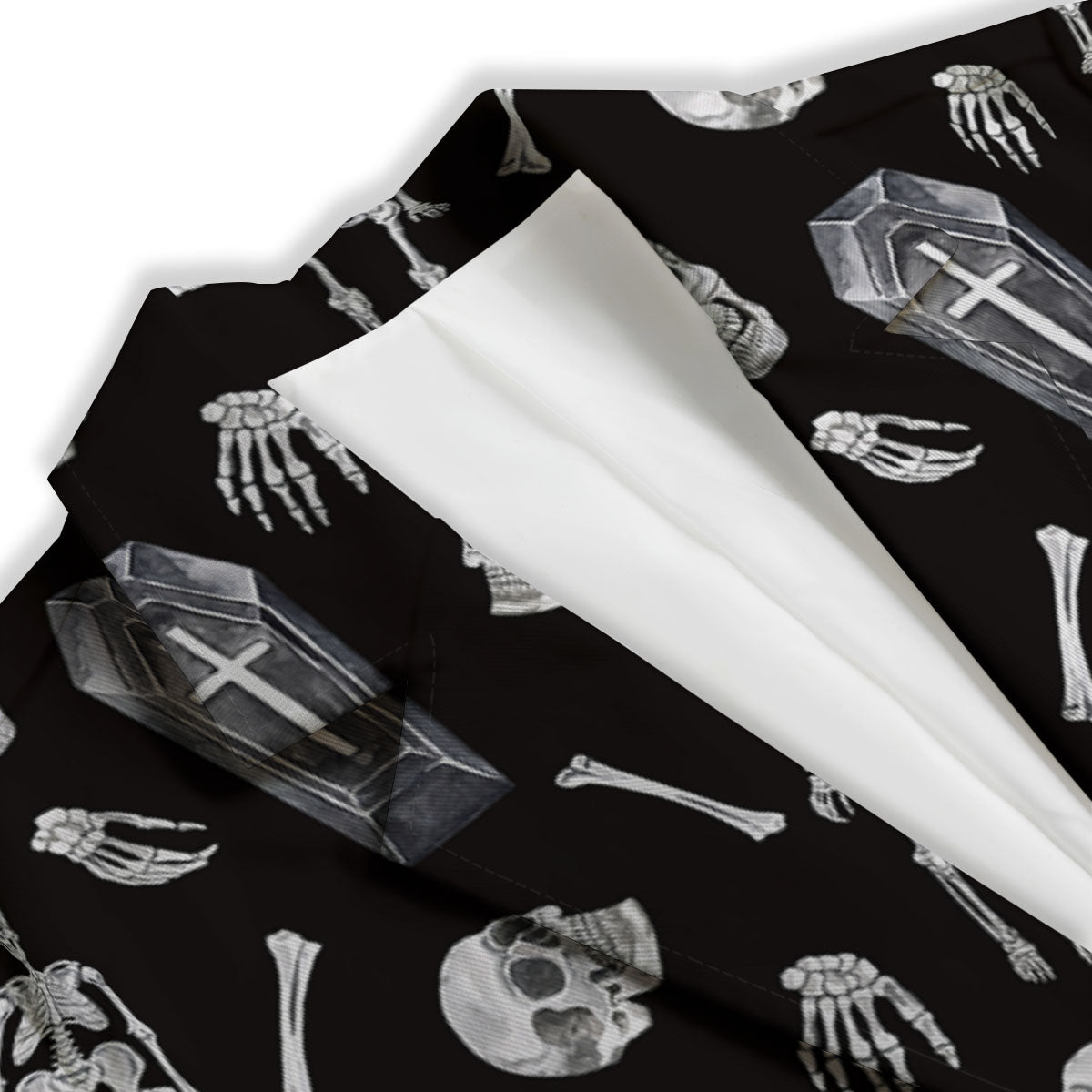 Coffin White And Black Print Pattern Women's Blazer-grizzshop