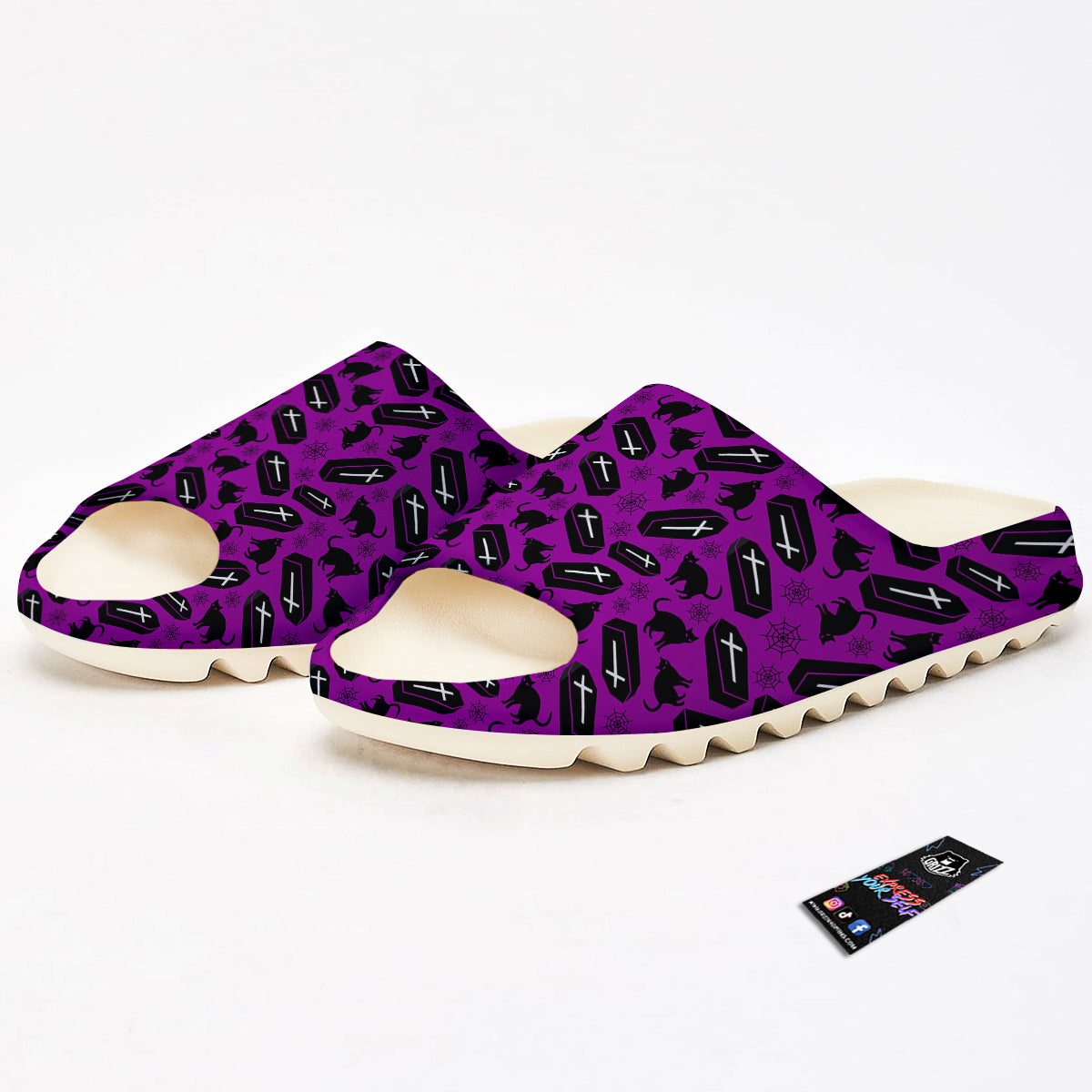 Coffin And Cat Purple Print Pattern Sandals-grizzshop