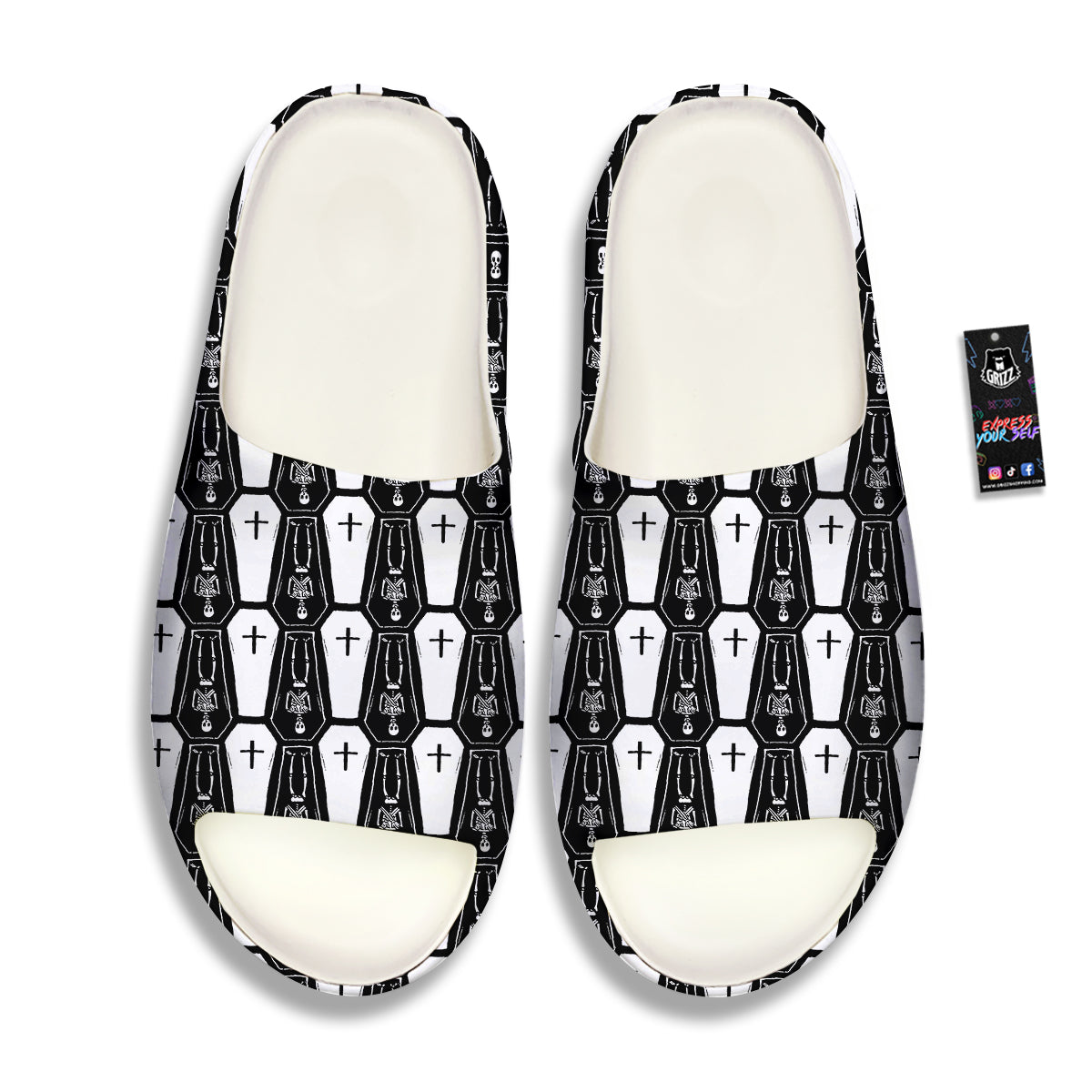 Coffin And Skeleton Print Pattern Sandals-grizzshop