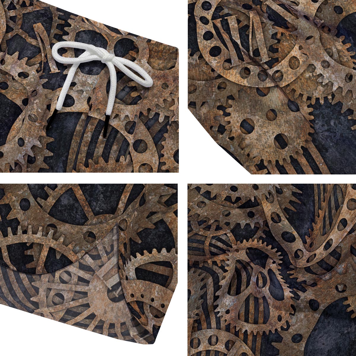 Cogs And Gears Steampunk Brass Print Men's Running Shorts-grizzshop