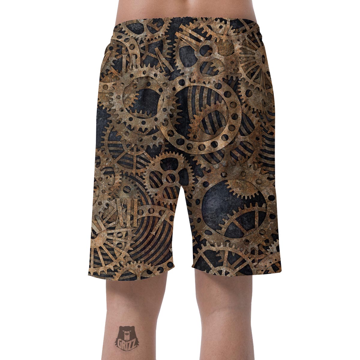 Cogs And Gears Steampunk Brass Print Men's Shorts-grizzshop