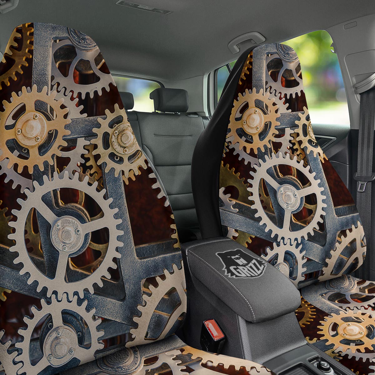 Cogs And Steampunk Gears Print Car Seat Covers-grizzshop