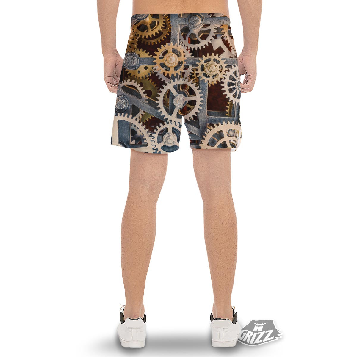 Cogs And Steampunk Gears Print Men's Gym Shorts-grizzshop