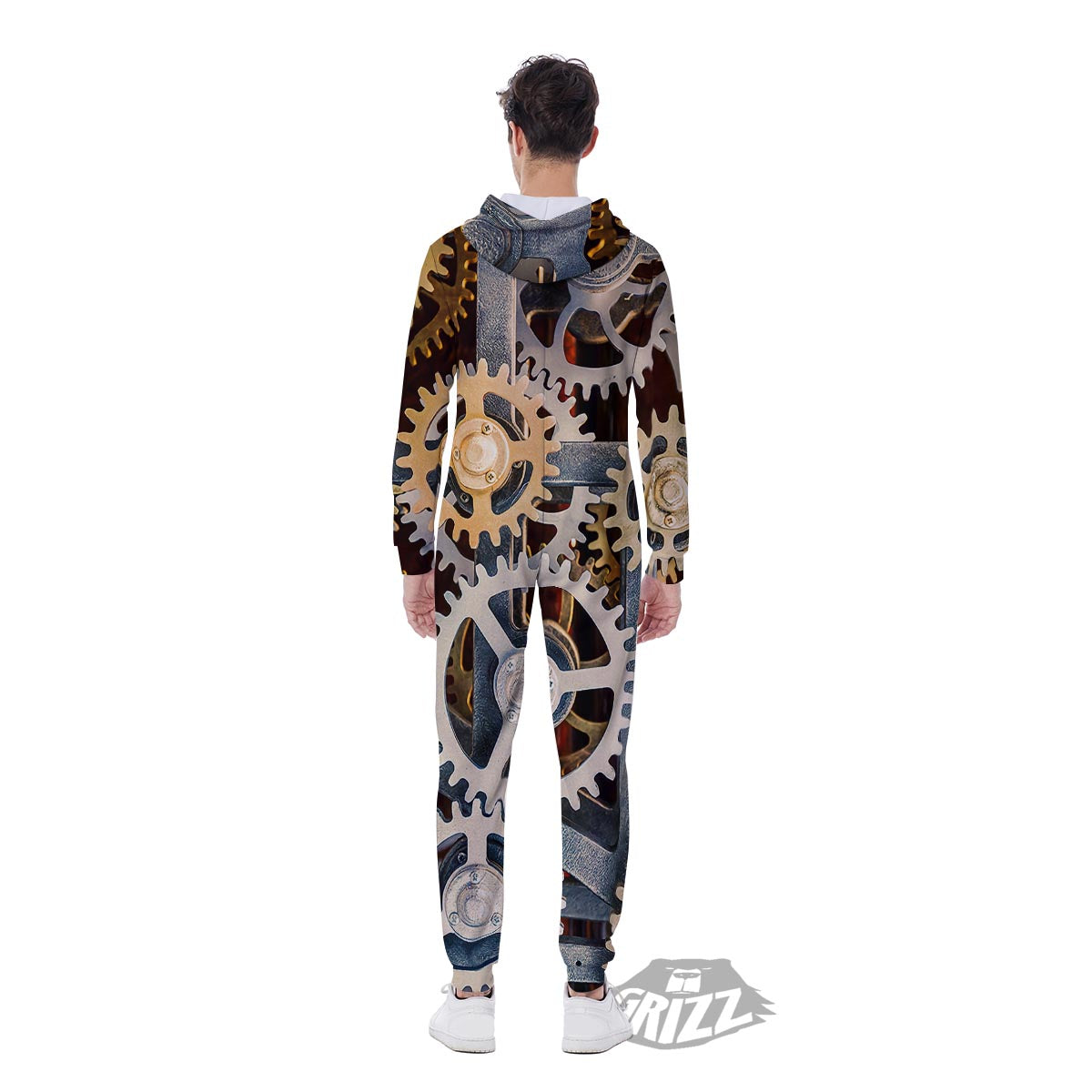 Cogs And Steampunk Gears Print Men's Jumpsuit-grizzshop