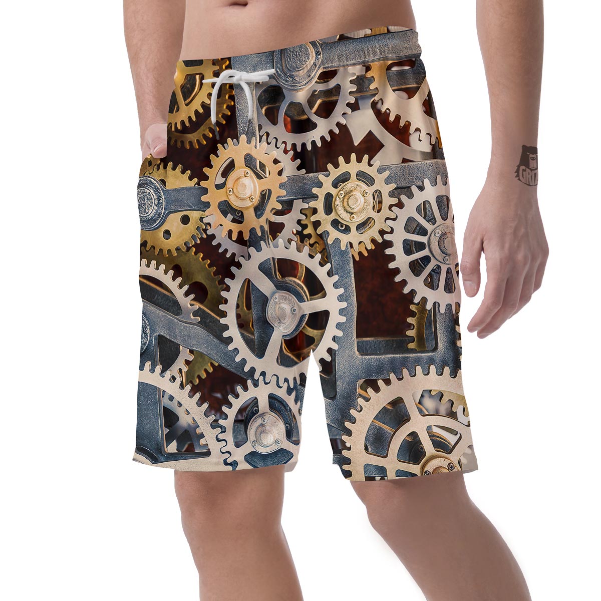Cogs And Steampunk Gears Print Men's Shorts-grizzshop