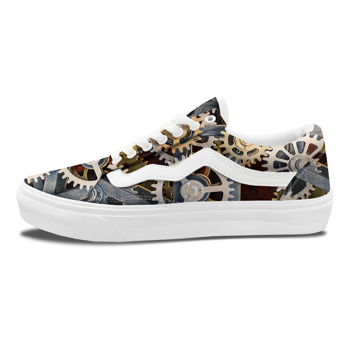 Cogs And Steampunk Gears Print Skate Shoes-grizzshop