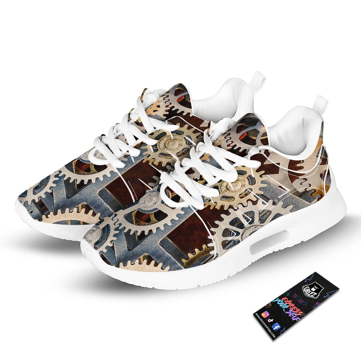 Cogs And Steampunk Gears Print Tennis Shoes-grizzshop