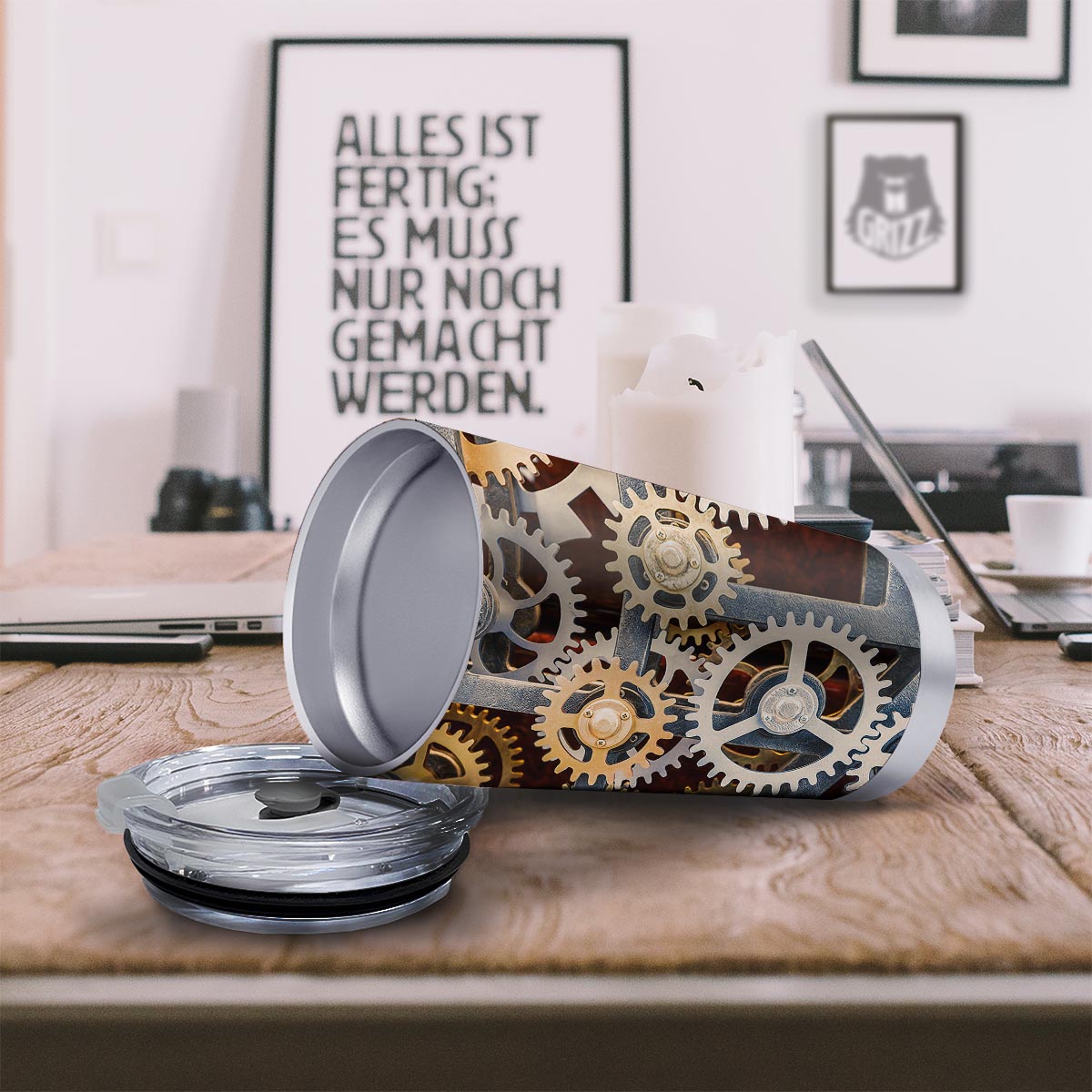 Cogs And Steampunk Gears Print Tumbler-grizzshop