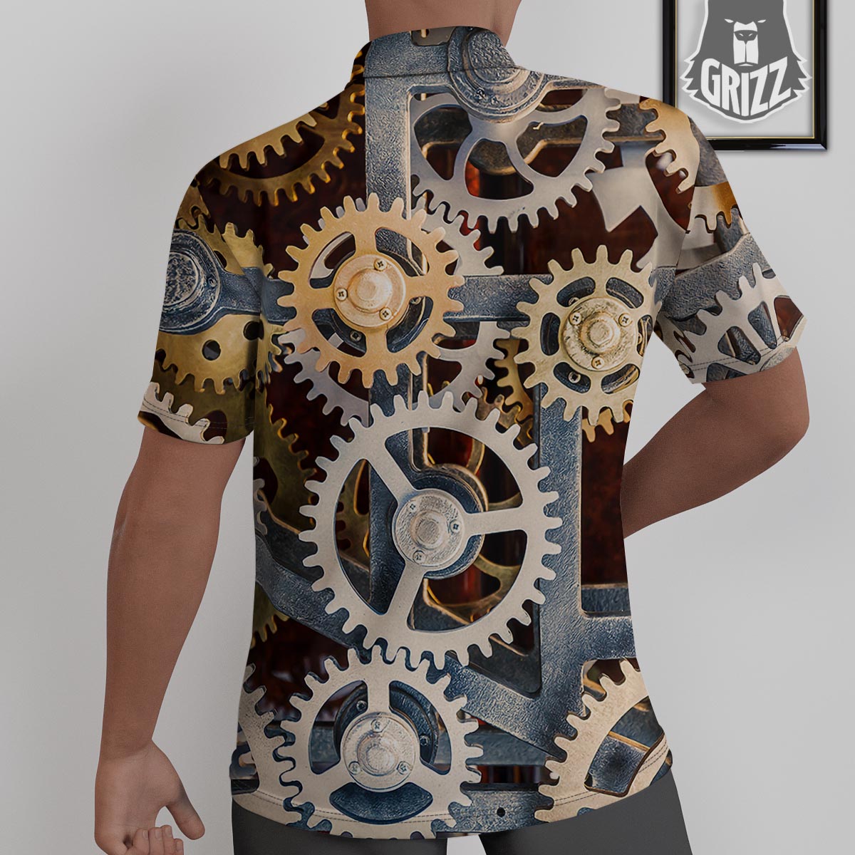 Cogs And Steampunk Gears Print Untucked Shirts-grizzshop