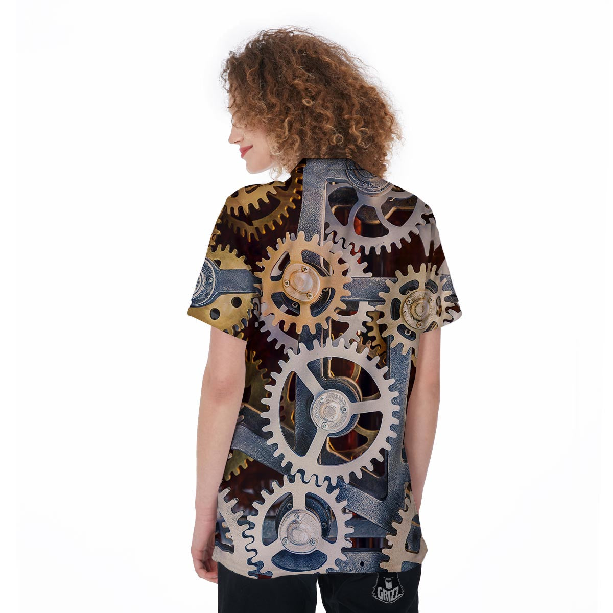 Cogs And Steampunk Gears Print Women's Golf Shirts-grizzshop