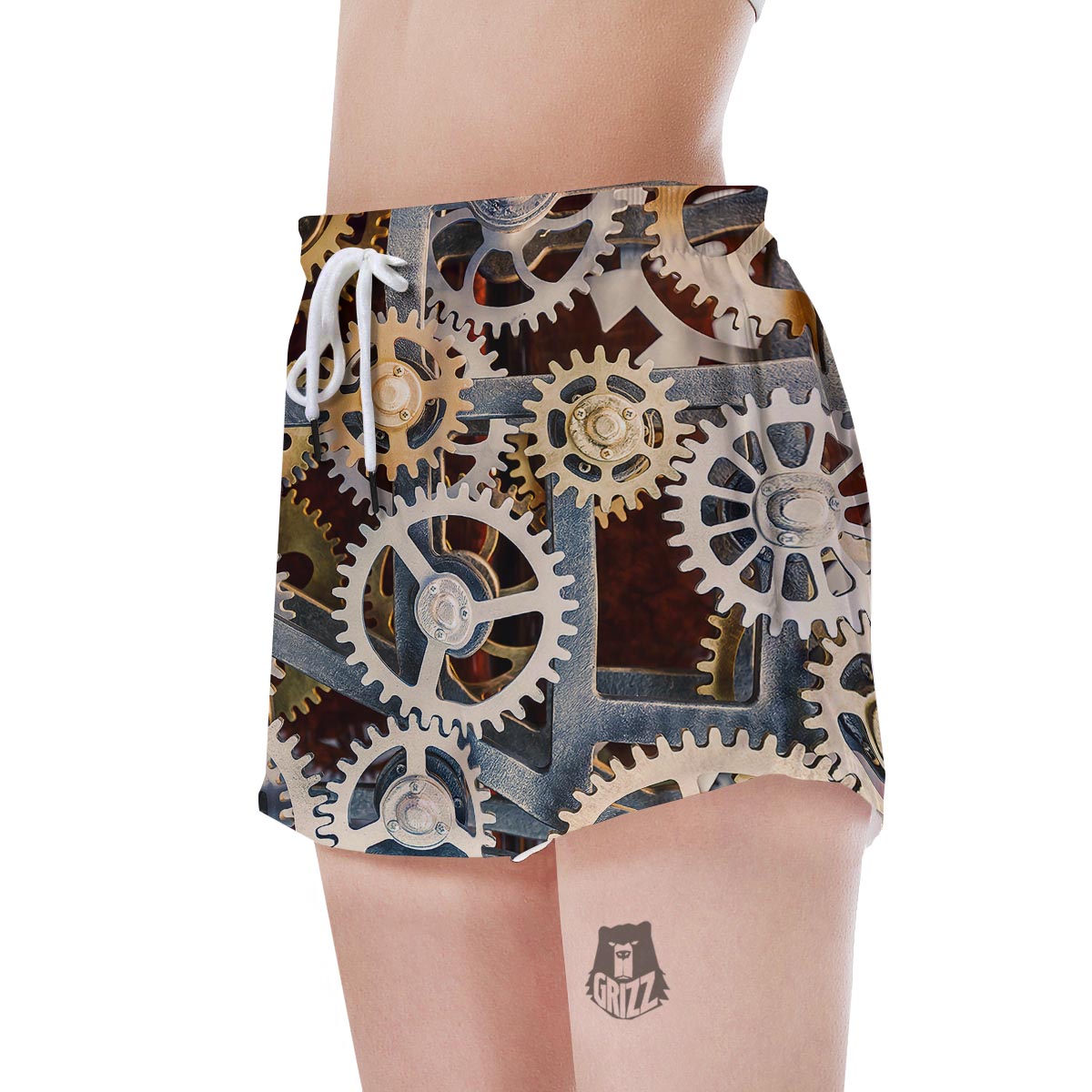 Cogs And Steampunk Gears Print Women's Shorts-grizzshop