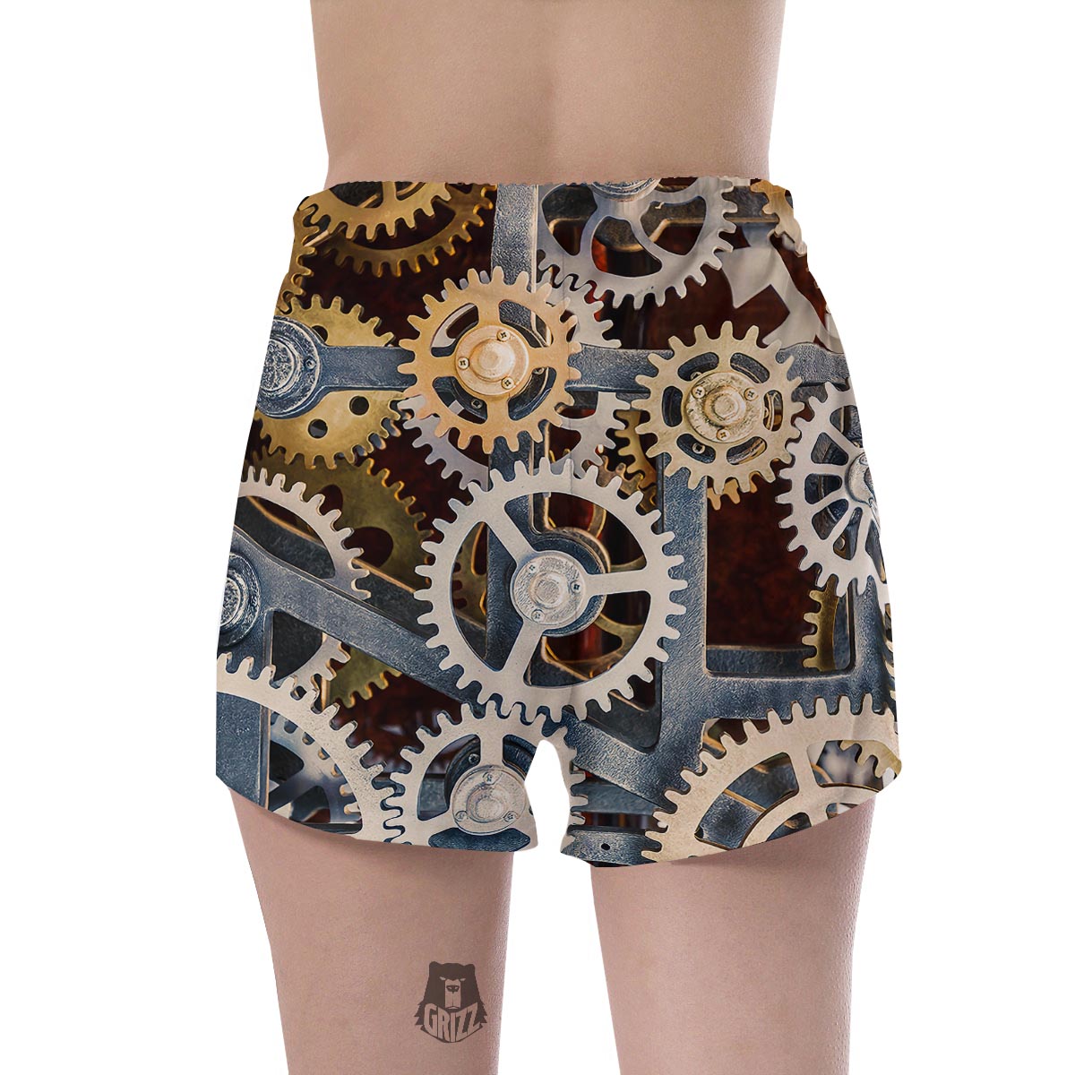Cogs And Steampunk Gears Print Women's Shorts-grizzshop