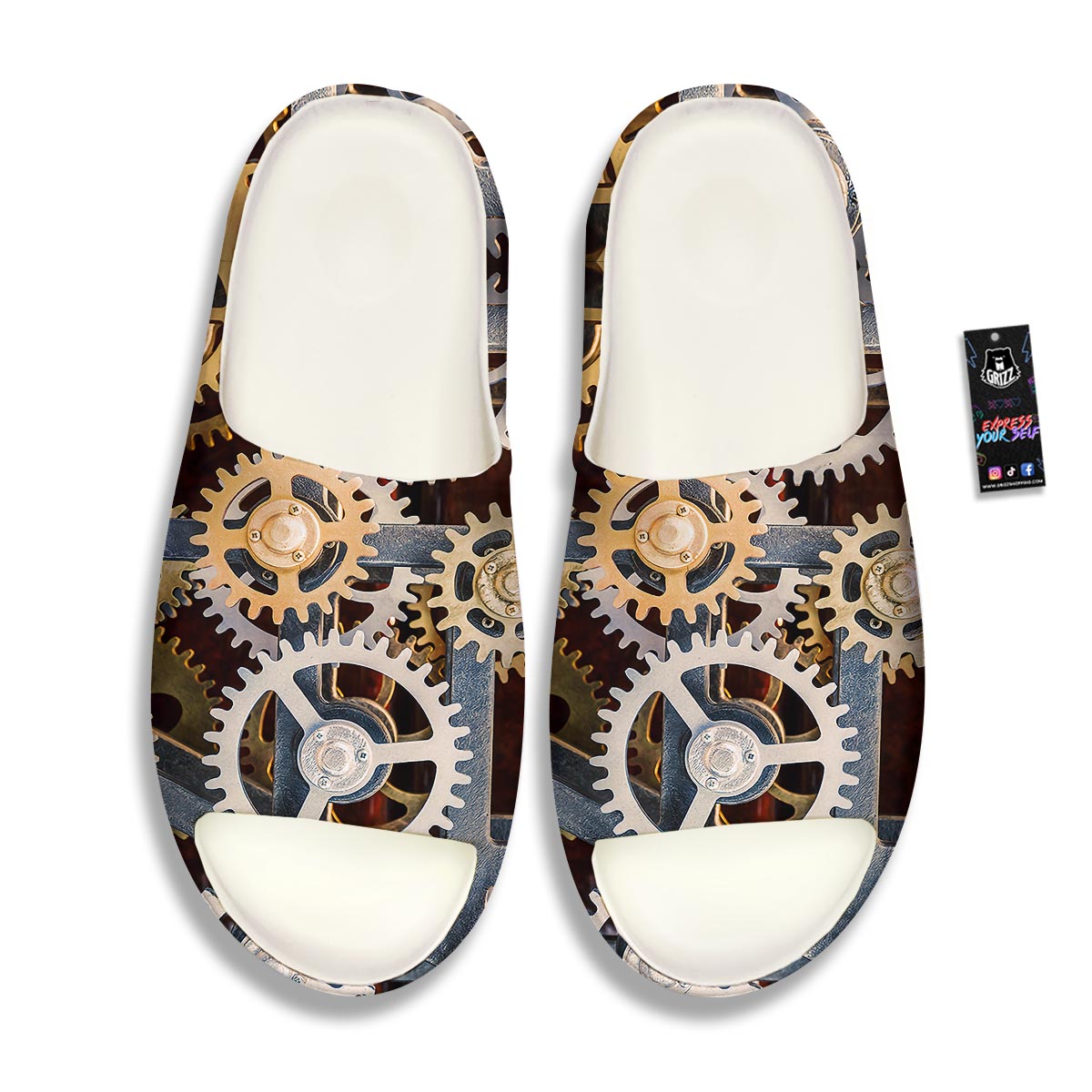 Cogs And Steampunk Gears Print Sandals-grizzshop