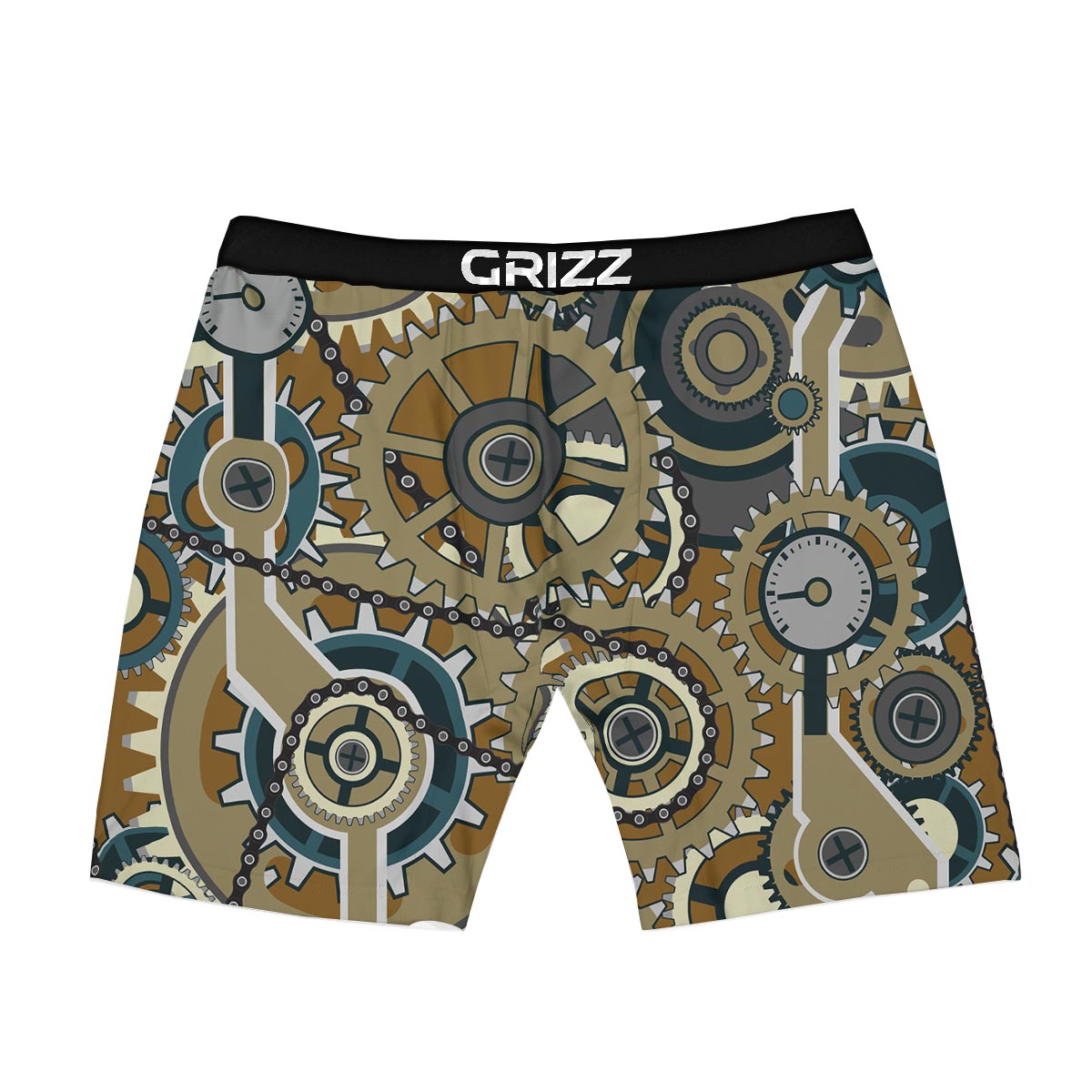 Cogwheels Steampunk Print Boxer Briefs-grizzshop