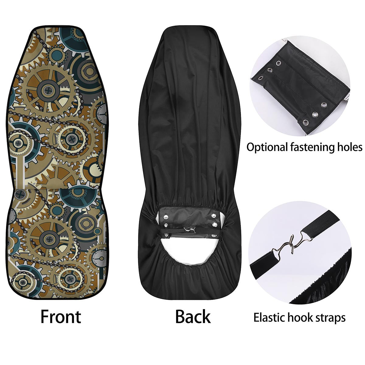 Cogwheels Steampunk Print Car Seat Covers-grizzshop