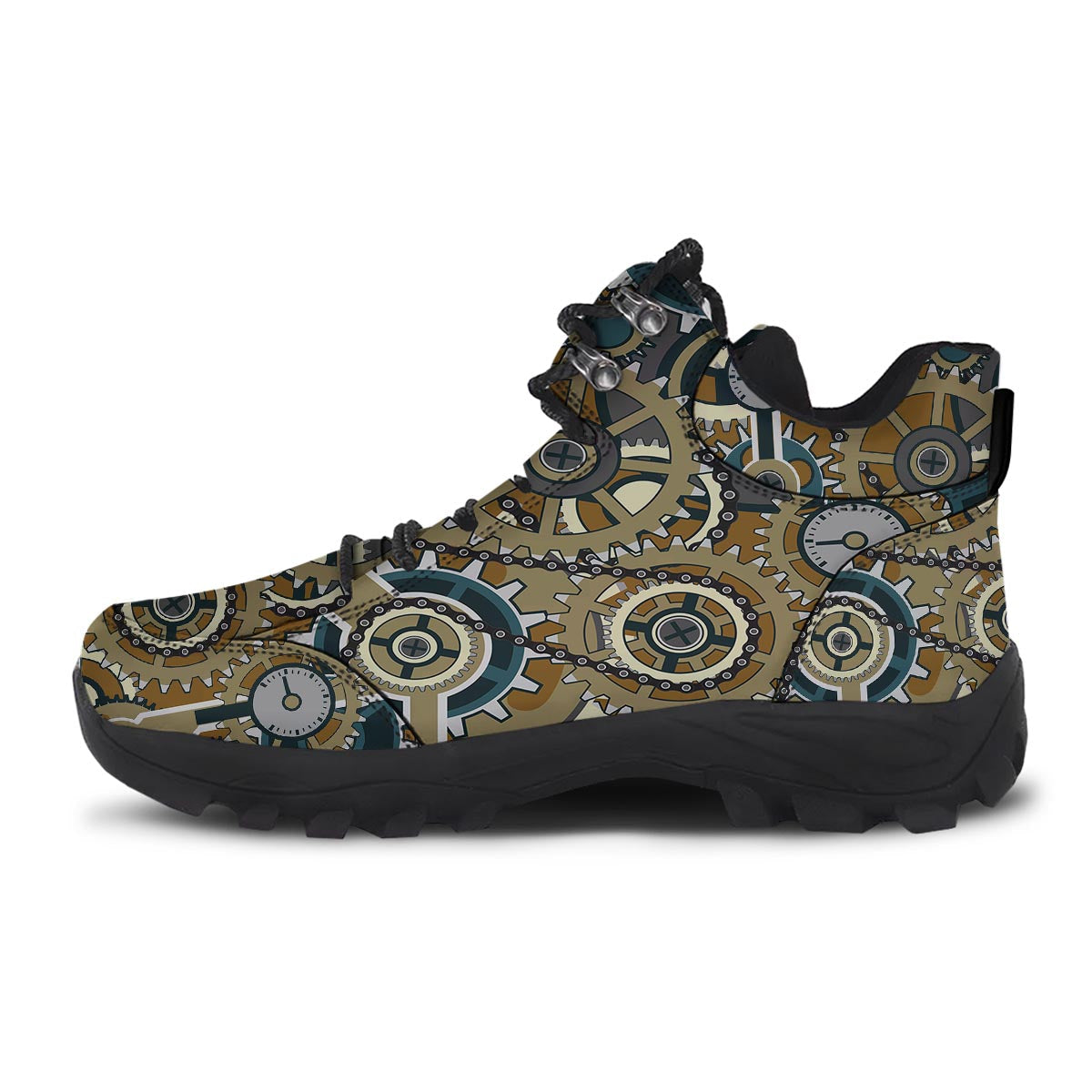 Cogwheels Steampunk Print Hiking Shoes-grizzshop