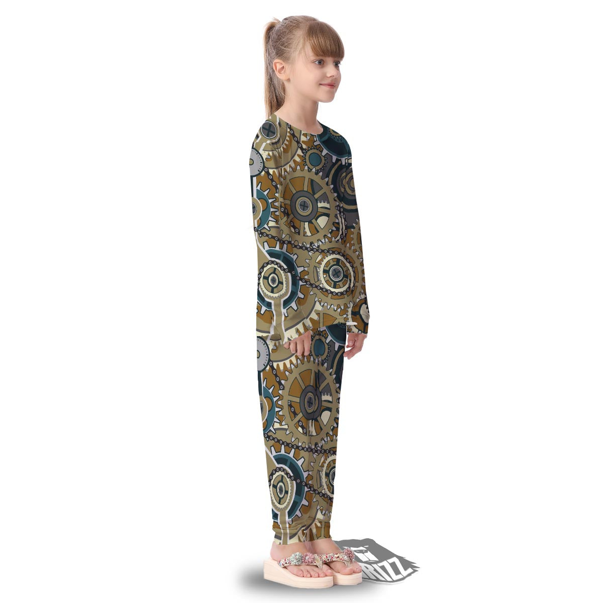 Cogwheels Steampunk Print Kid's Pajamas-grizzshop