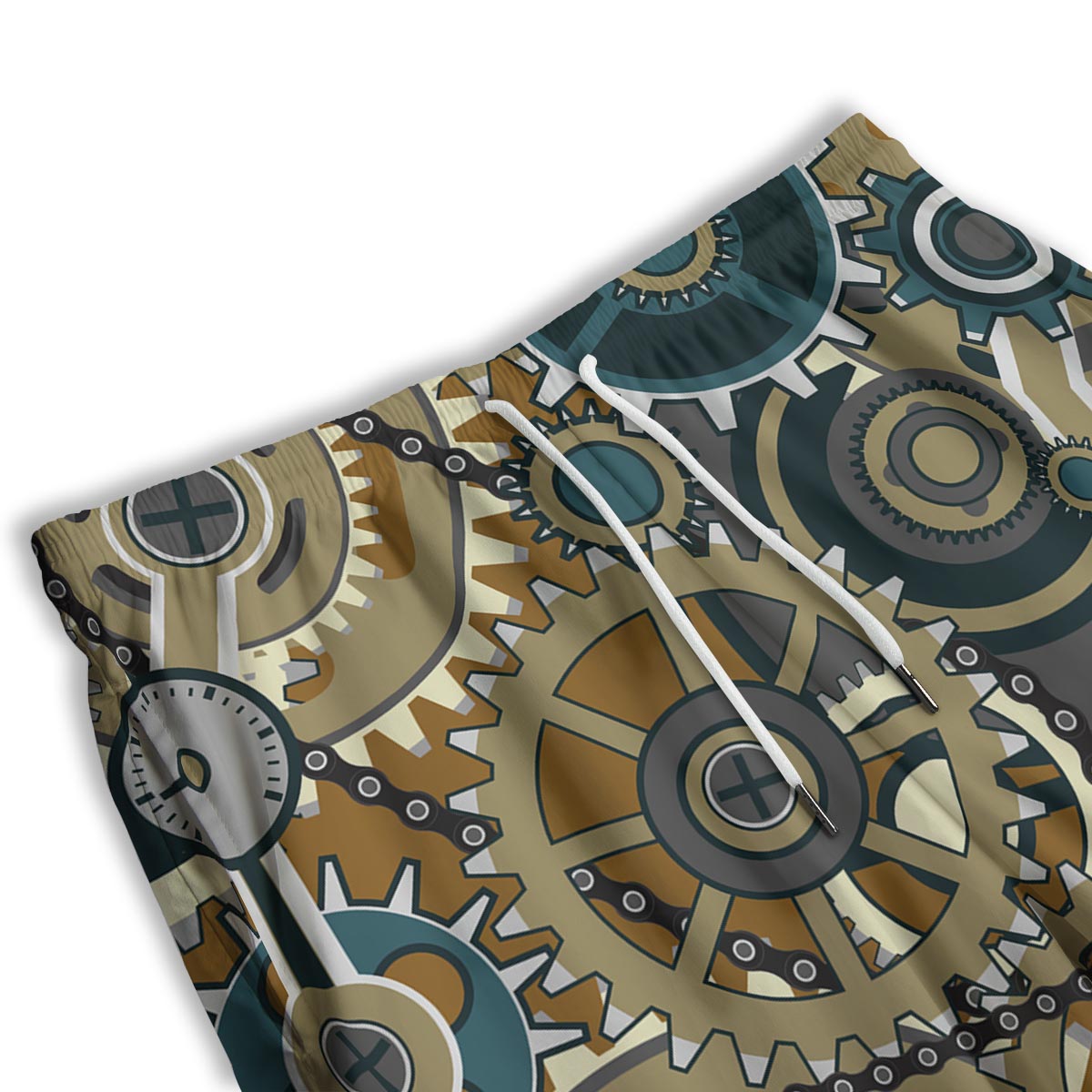 Cogwheels Steampunk Print Men's Athletic Shorts