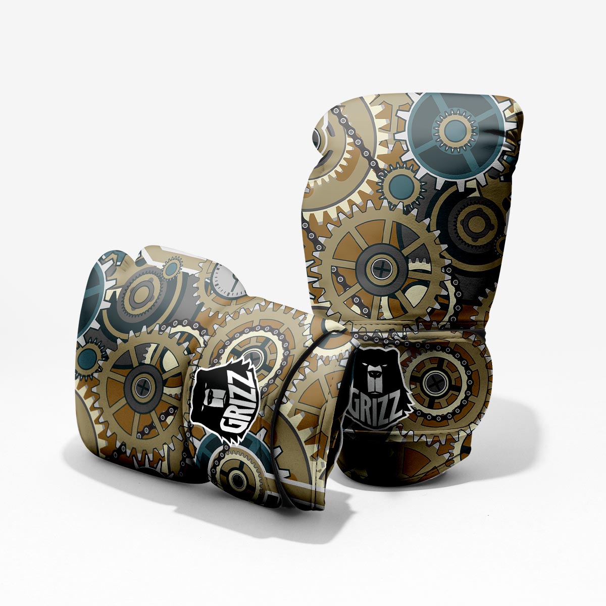Steampunk Gears Print Pattern Boxing Gloves