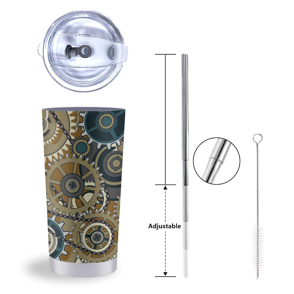 Cogwheels Steampunk Print Tumbler-grizzshop